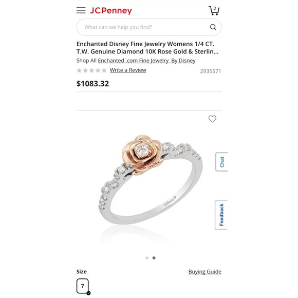 Enchanted Disney Belle Rose Ring - Picture 2 of 16